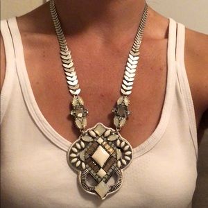 Large White Stella & Dot Pendant Necklace